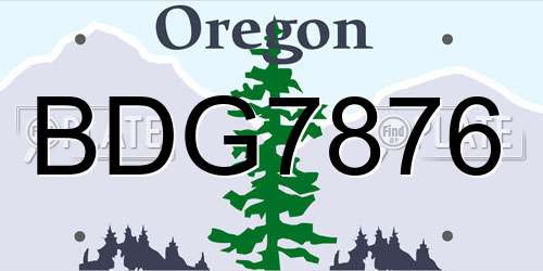 BDG7876 Oregon License Plate
