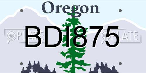BDI875 Oregon License Plate