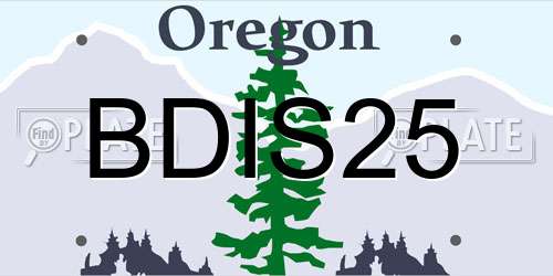 BDIS25 Oregon License Plate