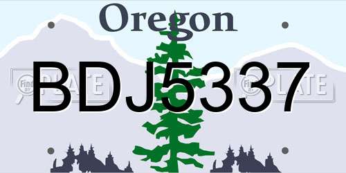 BDJ5337 Oregon License Plate
