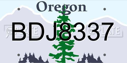BDJ8337 Oregon License Plate