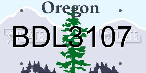 BDL3107 Oregon License Plate