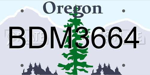 BDM3664 Oregon License Plate
