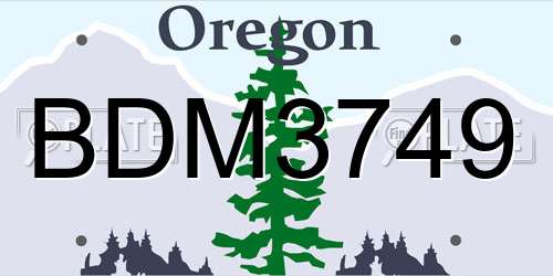 BDM3749 Oregon License Plate