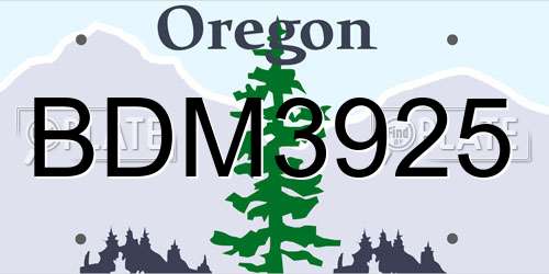 BDM3925 Oregon License Plate