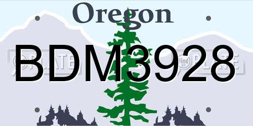 BDM3928 Oregon License Plate