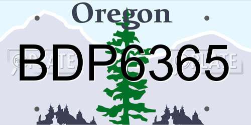 BDP6365 Oregon License Plate