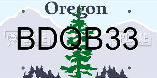 BDQB33 Oregon License Plate