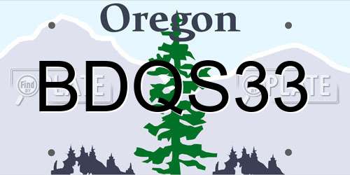 BDQS33 Oregon License Plate