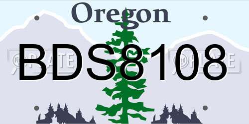 BDS8108 Oregon License Plate