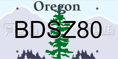 BDSZ80 Oregon License Plate