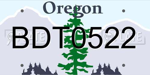 BDT0522 Oregon License Plate
