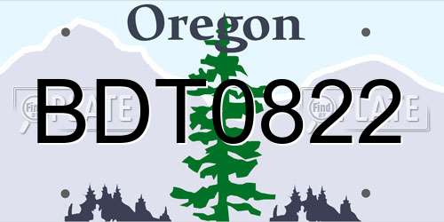 BDT0822 Oregon License Plate