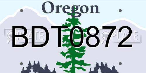 BDT0872 Oregon License Plate