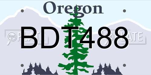 BDT488 Oregon License Plate
