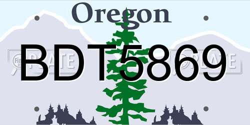 BDT5869 Oregon License Plate
