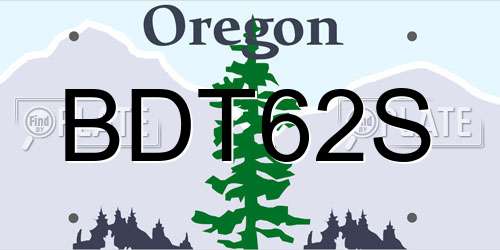BDT62S Oregon License Plate