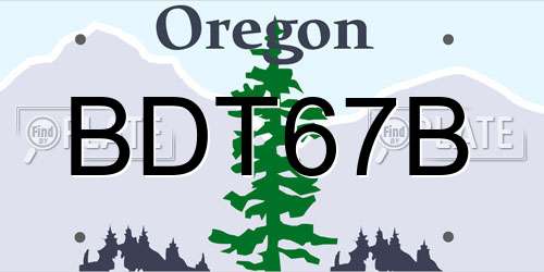 BDT67B Oregon License Plate