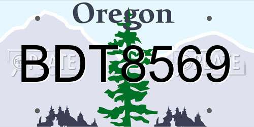 BDT8569 Oregon License Plate