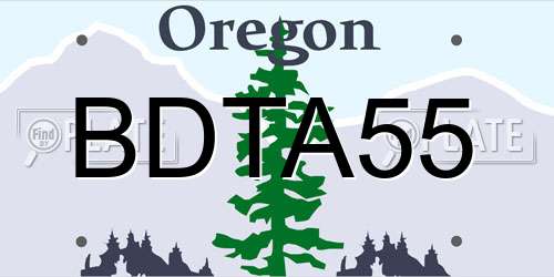 BDTA55 Oregon License Plate