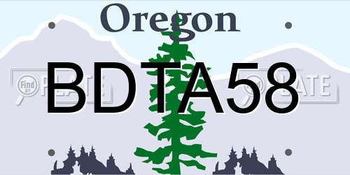 BDTA58 Oregon License Plate