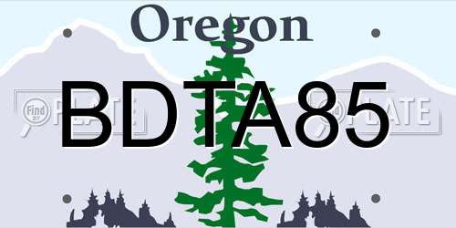 BDTA85 Oregon License Plate