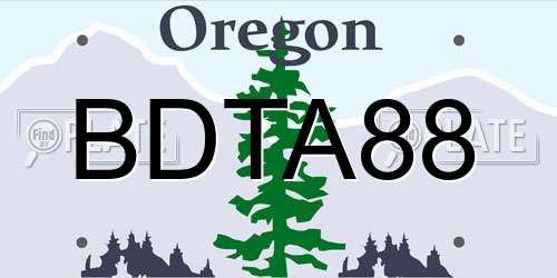 BDTA88 Oregon License Plate