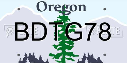 BDTG78 Oregon License Plate