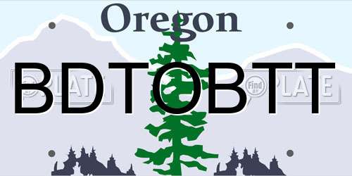 BDTOBTT Oregon License Plate