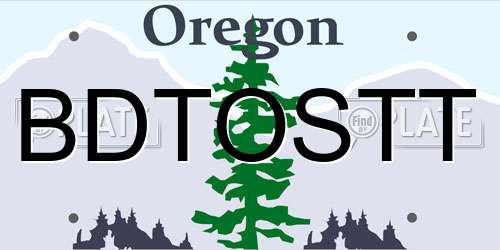 BDTOSTT Oregon License Plate