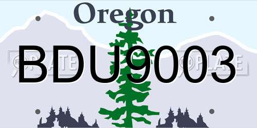 BDU9003 Oregon License Plate