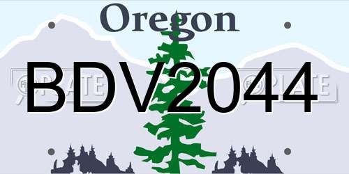 BDV2044 Oregon License Plate