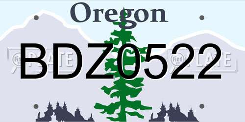 BDZ0522 Oregon License Plate