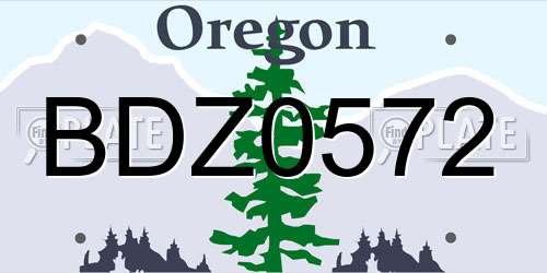 BDZ0572 Oregon License Plate