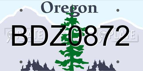 BDZ0872 Oregon License Plate