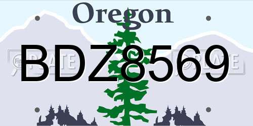 BDZ8569 Oregon License Plate