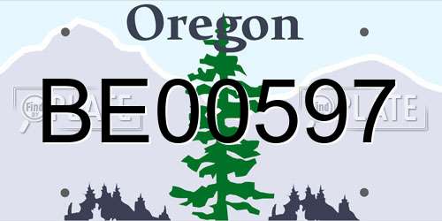 BE00597 Oregon License Plate
