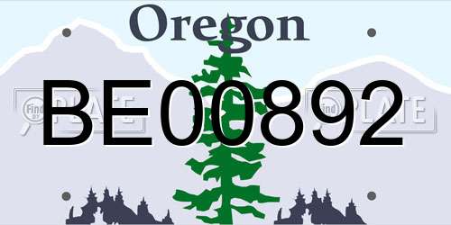 BE00892 Oregon License Plate