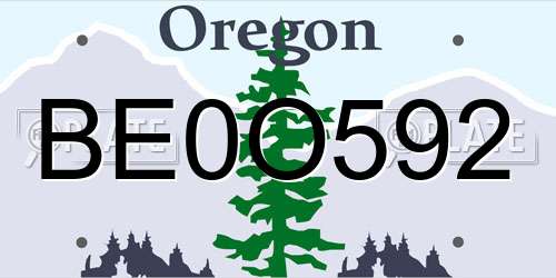 BE0O592 Oregon License Plate