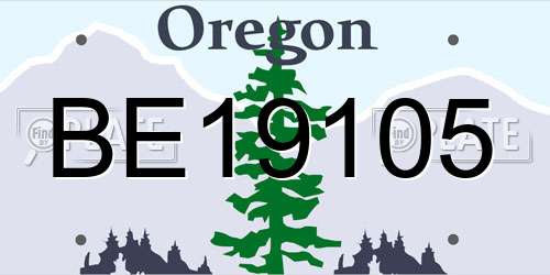 BE19105 Oregon License Plate