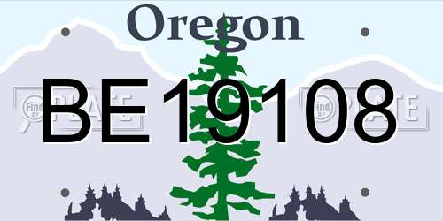 BE19108 Oregon License Plate