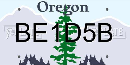 BE1D5B Oregon License Plate
