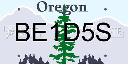BE1D5S Oregon License Plate