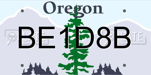 BE1D8B Oregon License Plate