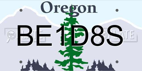 BE1D8S Oregon License Plate