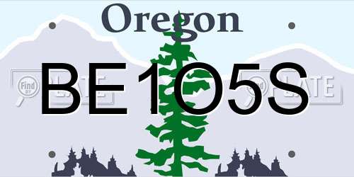 BE1O5S Oregon License Plate