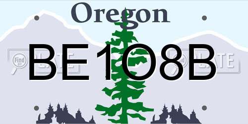 BE1O8B Oregon License Plate