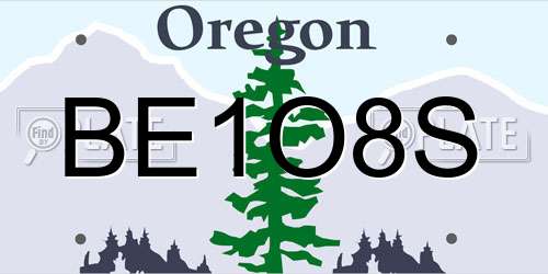 BE1O8S Oregon License Plate