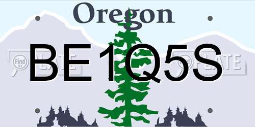 BE1Q5S Oregon License Plate