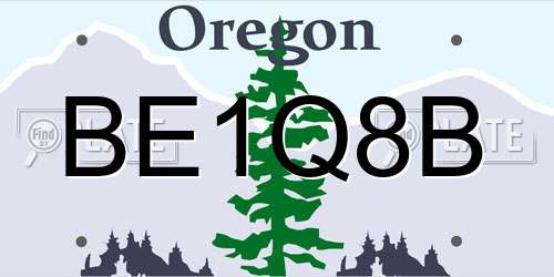 BE1Q8B Oregon License Plate